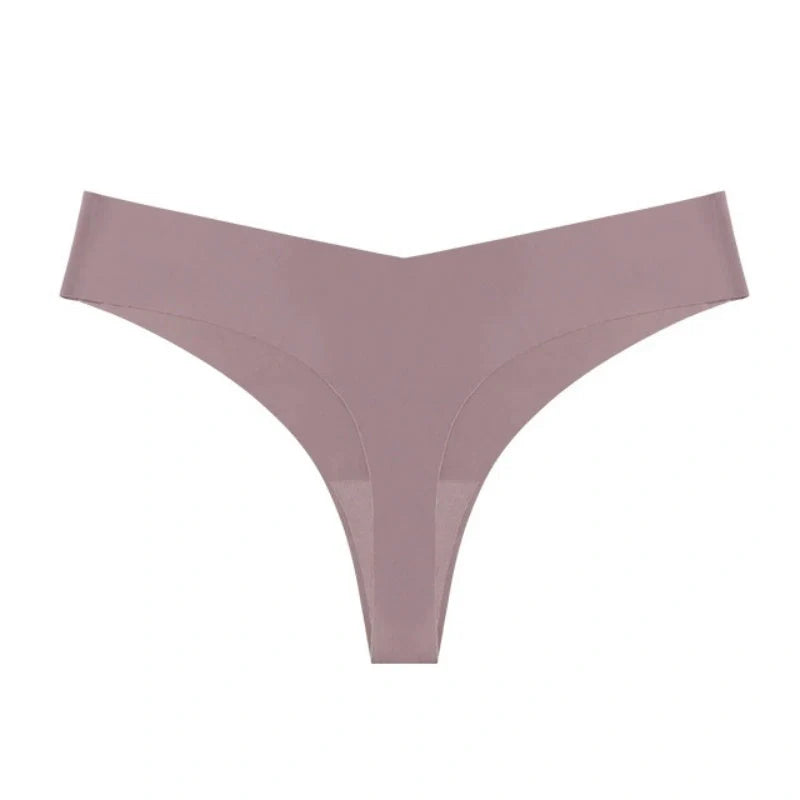 Low waist ice silk T-back underwear set in assorted colours with purified cotton crotch