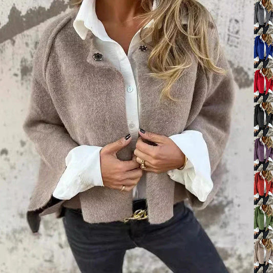 A stylish and comfortable batwing sleeve cardigan made with luxurious imitation cashmere fabric, available in a variety of colors.