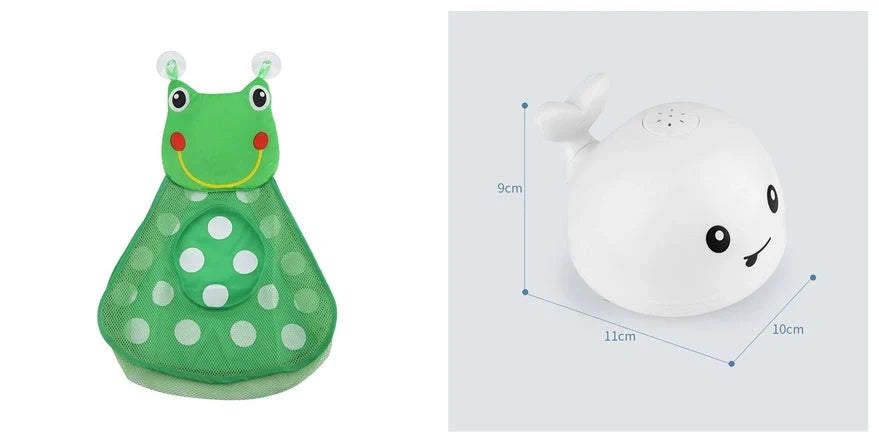 Electric induction whale spray toy for baby bath time with automatic water spray and lights