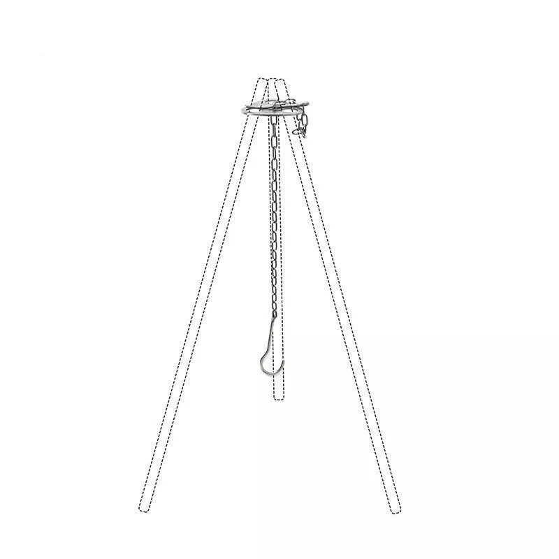 Stainless steel triangle hanging pot support for outdoor camping with adjustable chain