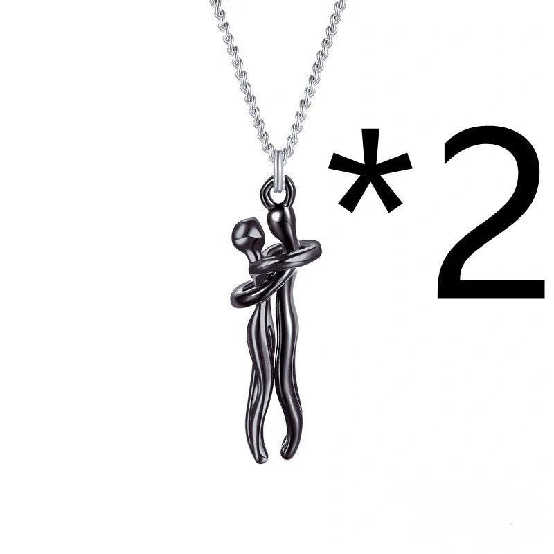 Affectionate Hug Necklace for couples in punk street style with snake bone chain