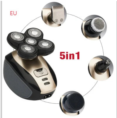 5-in-1 Electric Shaver for Men with 5 Floating Blades, Waterproof and Rechargeable