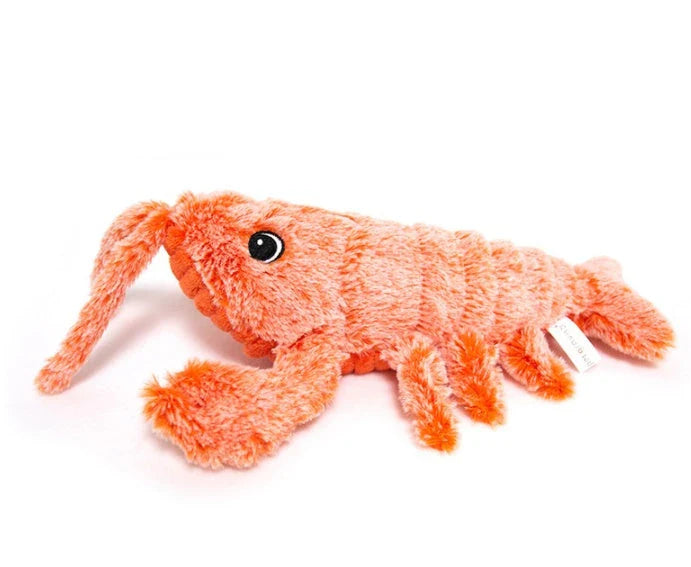 USB-rechargeable jumping lobster plush toy for cats with three tail-swinging modes and durable design