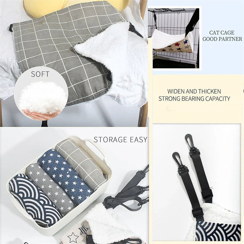 Cosy lamb fleece cat hammock bed in various colours and sizes, perfect for your pet's comfort.