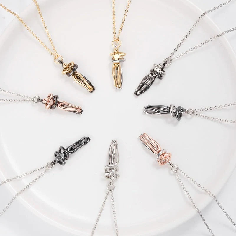 Affectionate Hug Necklace for couples in punk street style with snake bone chain