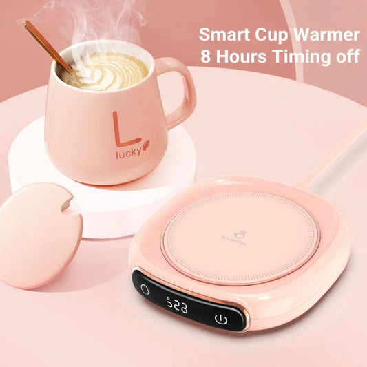 Sleek cordless coffee mug warmer keeps hot drinks at perfect temperature for hours