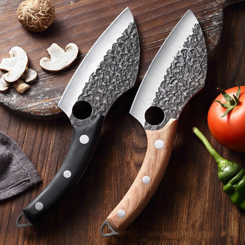 Forged High Carbon Steel Outdoor Bending Knife with PU leather cover and cowhide box