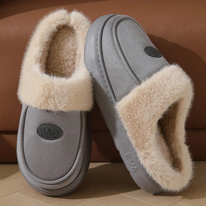 Cozy suede slippers with plush lining and non-slip sole for men's indoor comfort