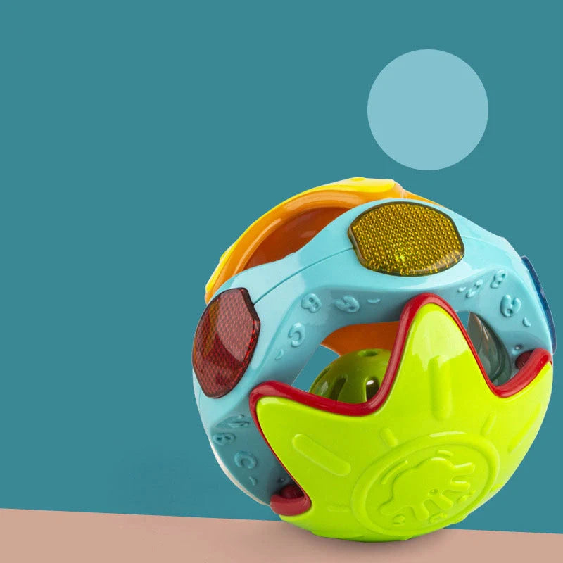 Bright yellow and orange baby rolling ball educational toy