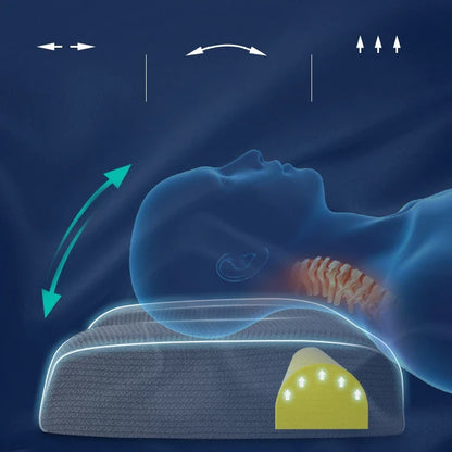 Customizable memory foam pillow with adjustable loft and knitted cotton cover for neck pain relief and better sleep