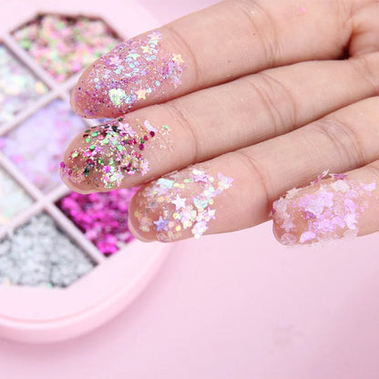 Festival cosmetic glitter eyeshadow in seven vibrant colours for face, body, and eye application