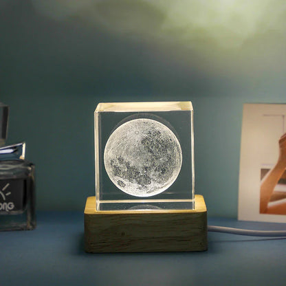 Mesmerizing 3D crystal cube lamp with warm lighting settings, creating a soothing ambiance for home and office decor