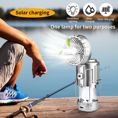 Solar Electric Fan with Waterproof Panel for Outdoor Camping