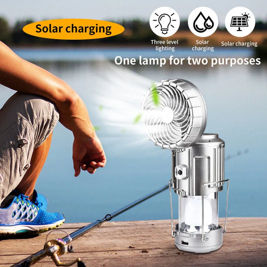 Solar Electric Fan with Waterproof Panel for Outdoor Camping