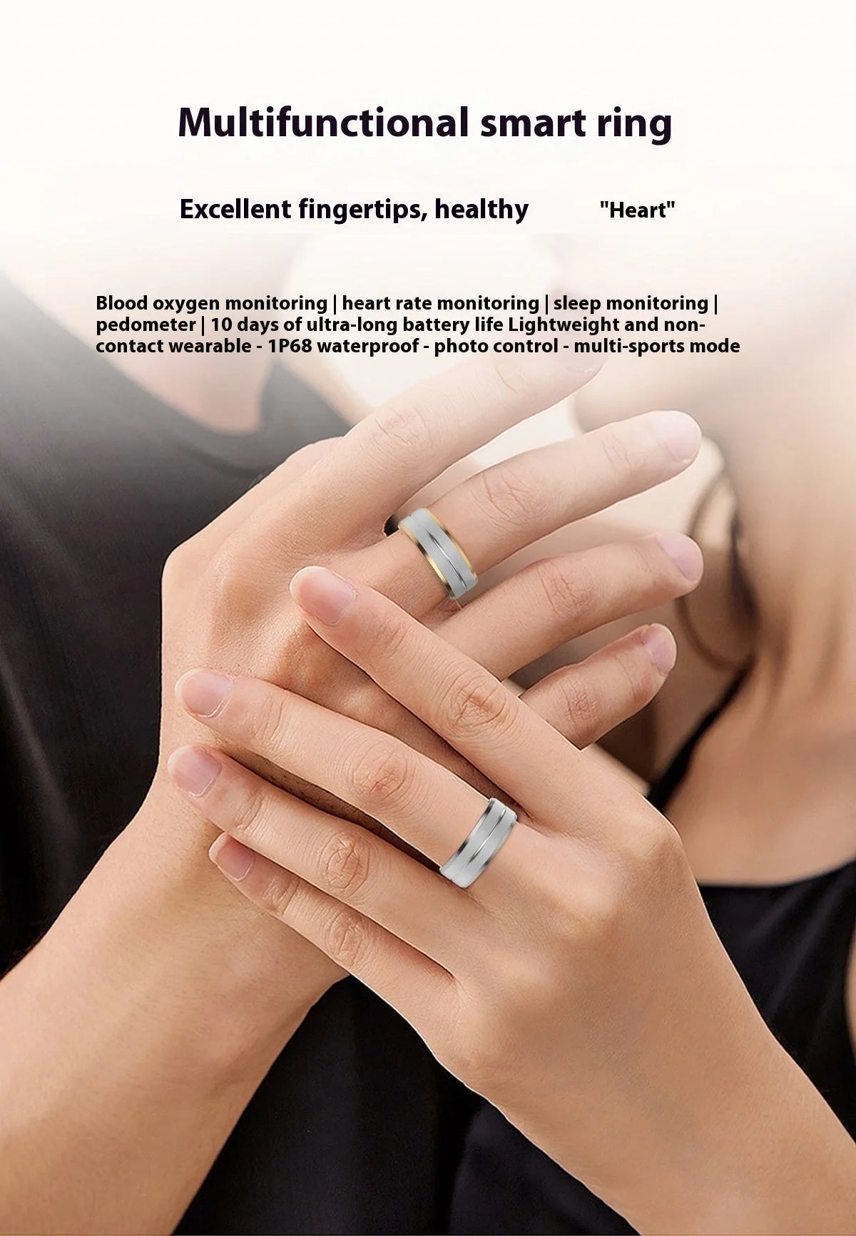 2024 Smart Ring in various colors and sizes with health monitoring features