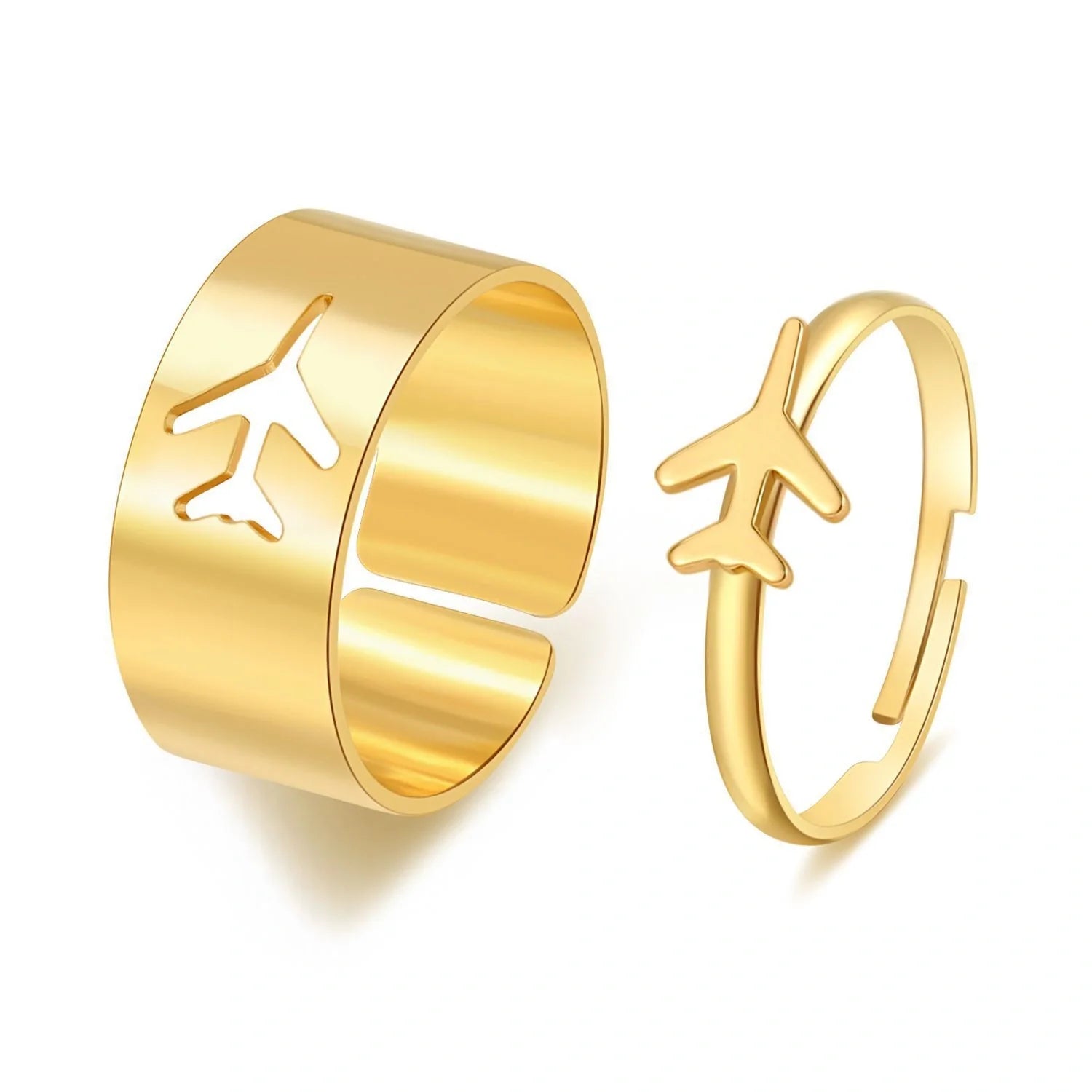 Punk style adjustable butterfly couple rings in gold and silver