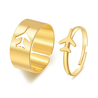 Punk style adjustable butterfly couple rings in gold and silver