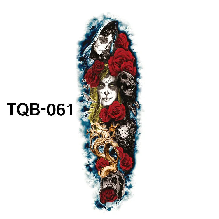 Waterproof Full Arm Tattoo Sticker in various colours for temporary body art