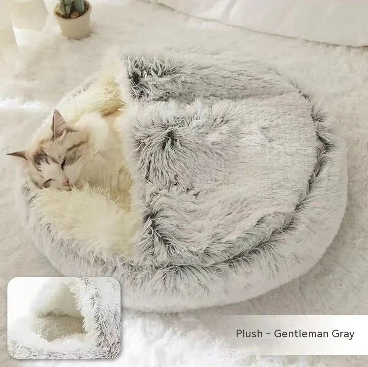Cozy and comfortable 2-in-1 pet bed for cats and dogs, featuring plush, warm, and soft materials