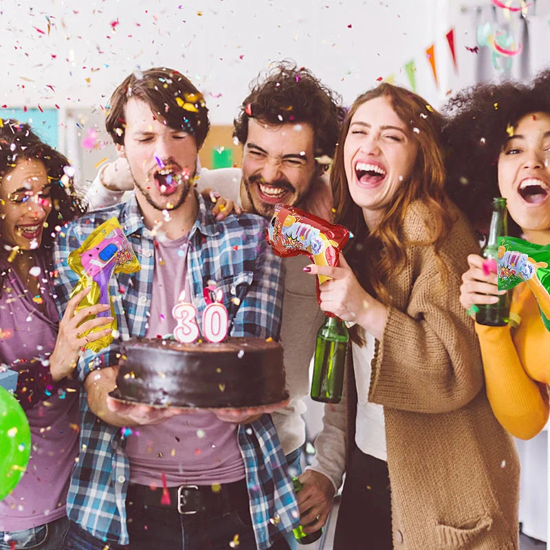 Automatic inflatable spray balloon with confetti for parties