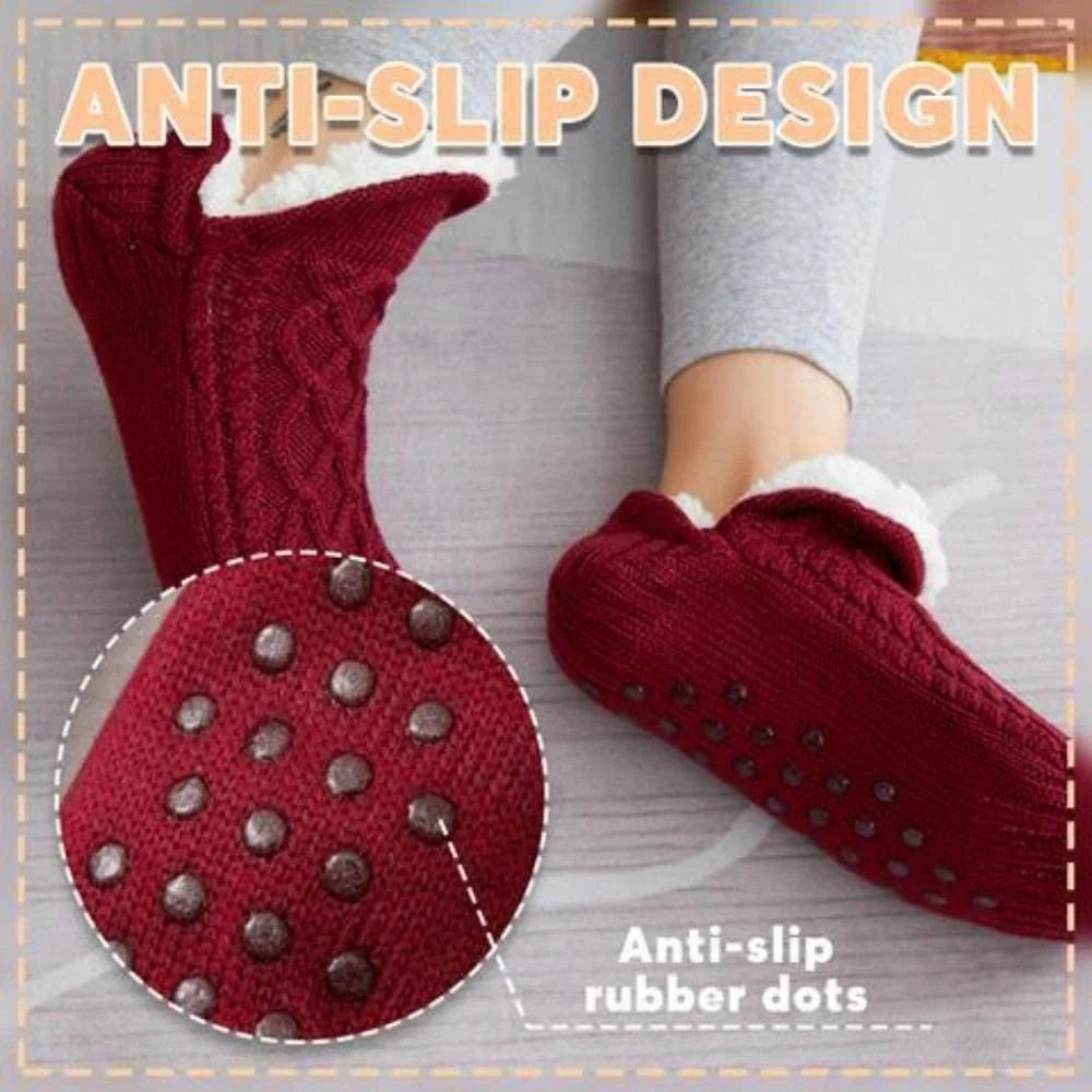 Winter woolen socks with non-slip dots in various colours
