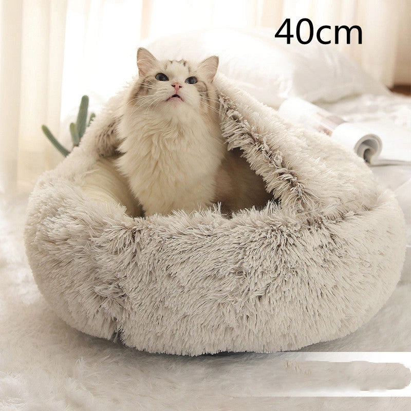 Cozy and comfortable 2-in-1 pet bed for cats and dogs, featuring plush, warm, and soft materials