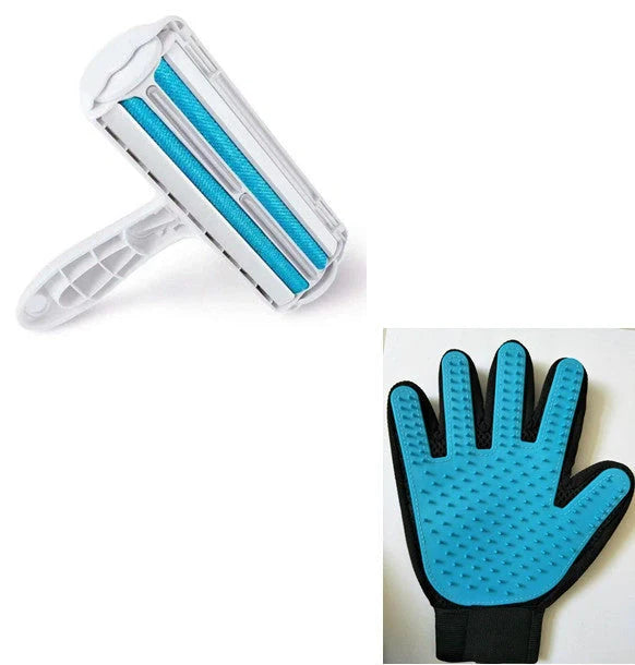 Durable ABS pet hair remover tool in red and blue for efficient cleaning of furniture and carpets