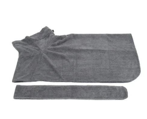 Premium microfiber pet drying bathrobe with adjustable strap and soft lining for superior comfort and absorbency