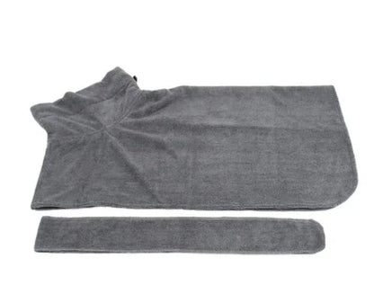 Premium microfiber pet drying bathrobe with adjustable strap and soft lining for superior comfort and absorbency