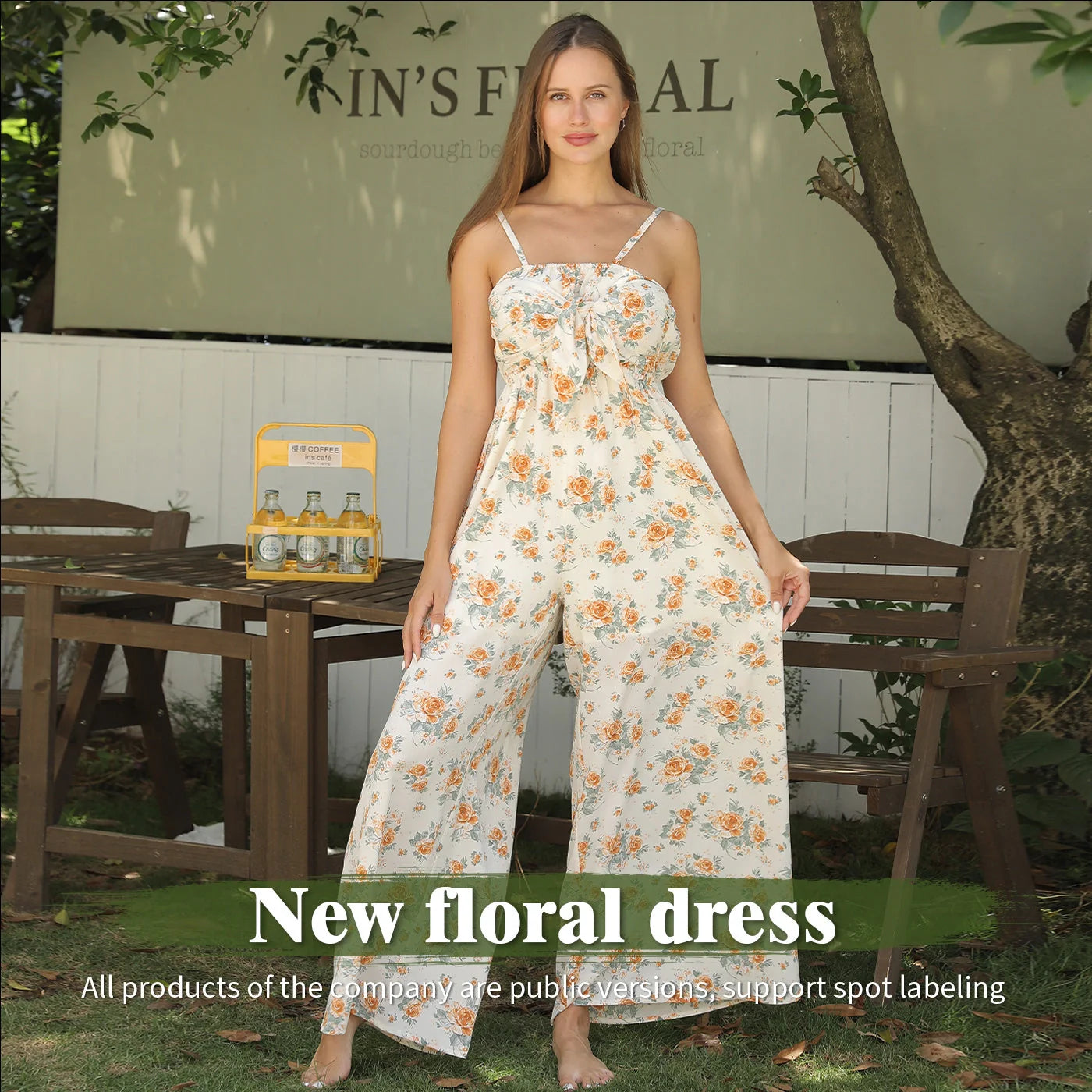 Women's simple printed polyester dress in white, available in sizes S to 4XL
