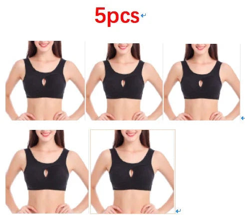 Supportive cotton sports bra with crossover design for lift and support, preventing sagging and bra lines
