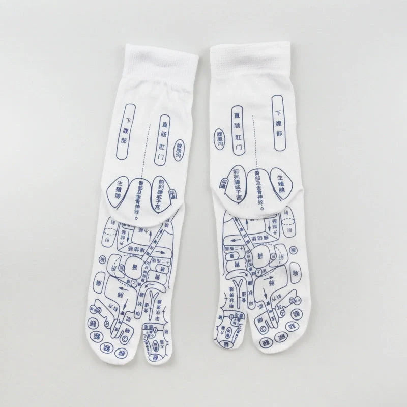 Reflexology socks with acupressure points for therapeutic foot massage