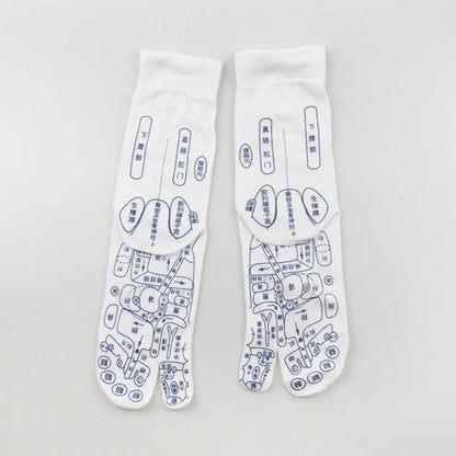 Reflexology socks with acupressure points for therapeutic foot massage
