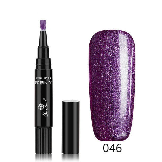 3-in-1 Gel Nail Varnish Pen with Glitter for easy one-step nail art