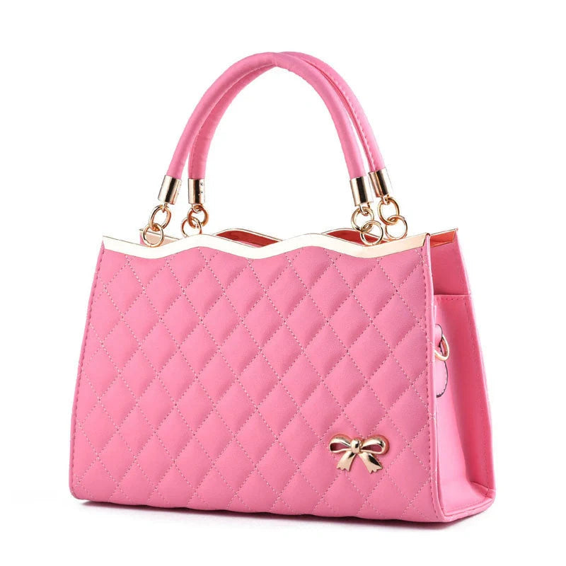 Elegant crossbody shoulder bag with decorative bow in high-quality PU leather