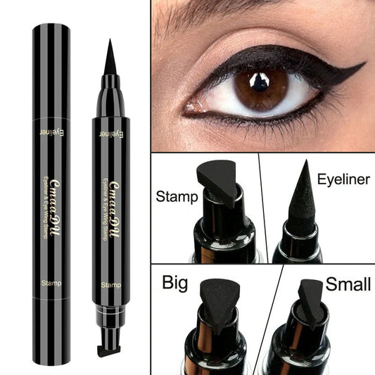 Double-headed wing seal eyeliner with carbon black formula for smudge-proof application