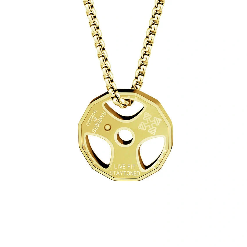 Hip hop fashion fitness dumbbells necklace with tide pendant in titanium steel