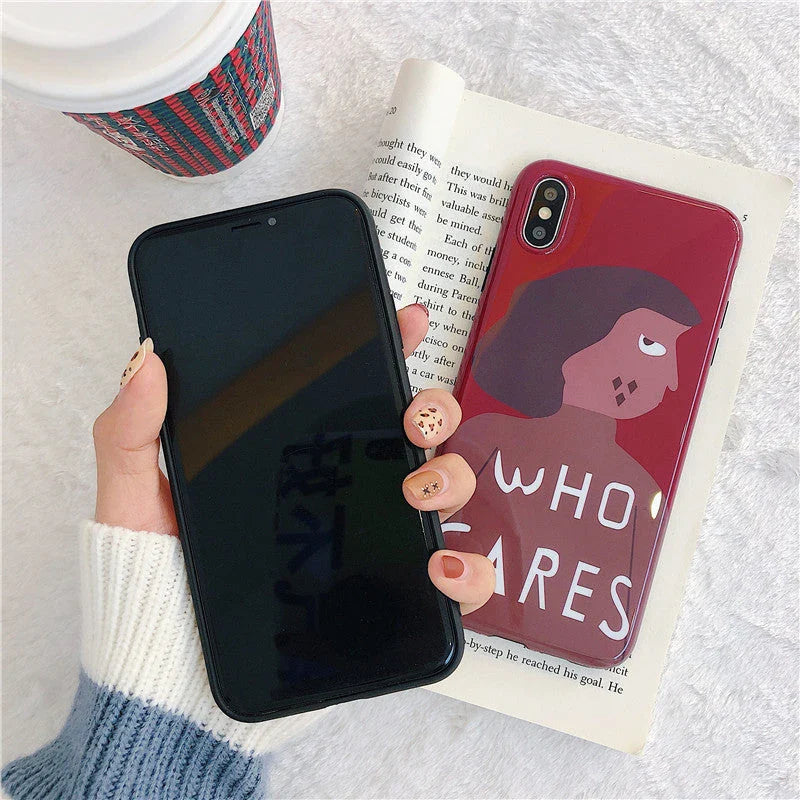 Charming Japanese-inspired phone case with illustration of a young woman in vibrant colours