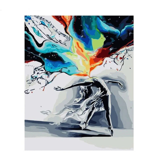 Hand-painted romantic figure digital oil painting on linen-cotton cloth, 40x50 cm