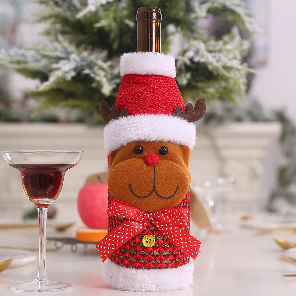 Festive Christmas wine bottle socks in vibrant colours, 14cm x 31cm