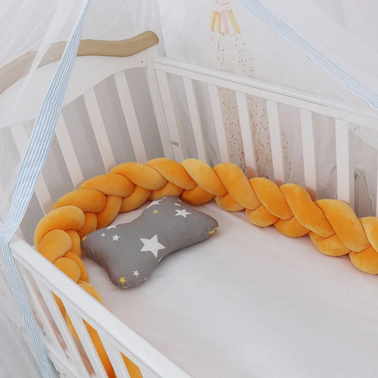 Baby Bumper Bed Braid Knot Pillow Cushion for infant crib safety in various colours