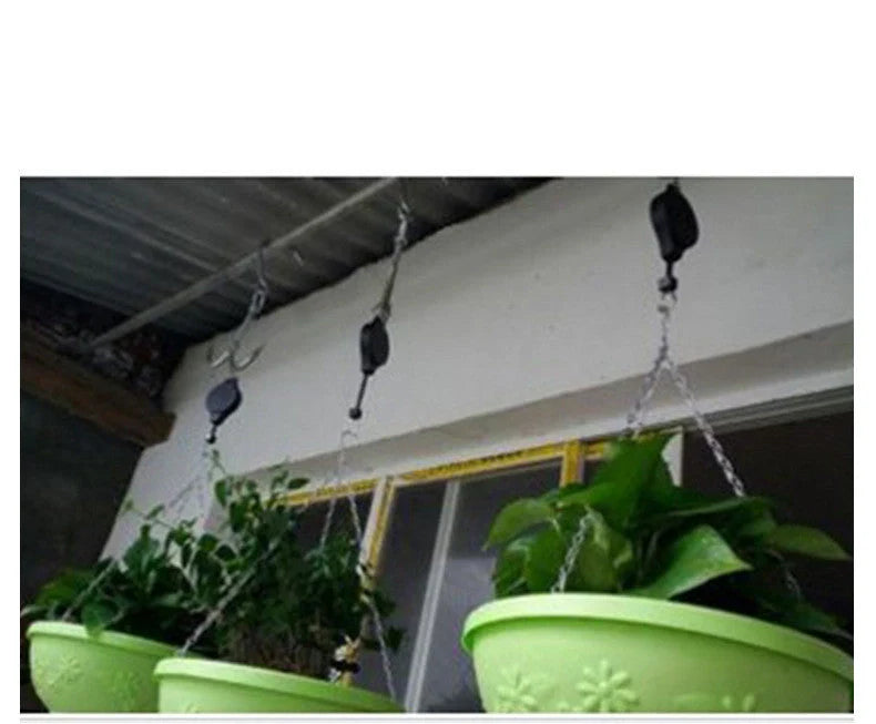 Detachable hanging basket hook with elastic cord for adjustable plant height