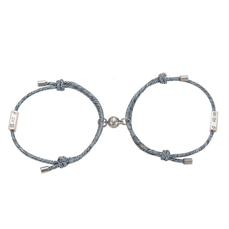 Magnetic Couple's Bracelet Set with adjustable alloy design, symbolising eternal love and connection.