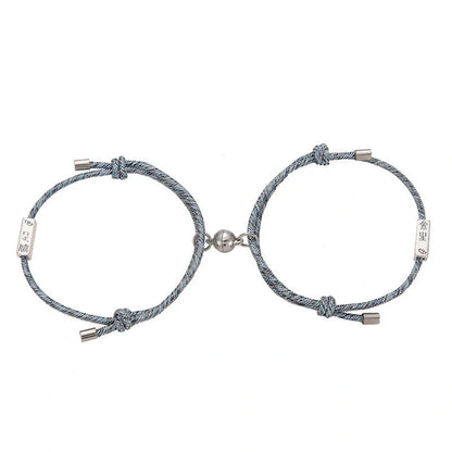 Magnetic Couple's Bracelet Set with adjustable alloy design, symbolising eternal love and connection.