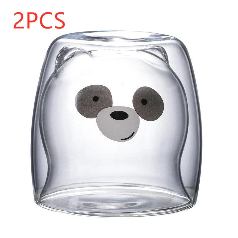 3D double-layer panda cup with skull design and festive inner Christmas tree