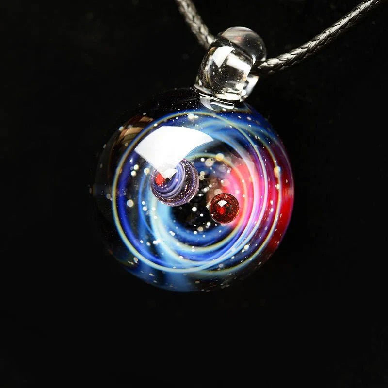 Cosmic Nebula Pendant Necklace with celestial glass ball design