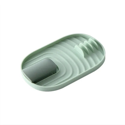 Nordic Pan Cover Storage Rack in Nordic Green, foldable and wall-mounted for kitchen organisation