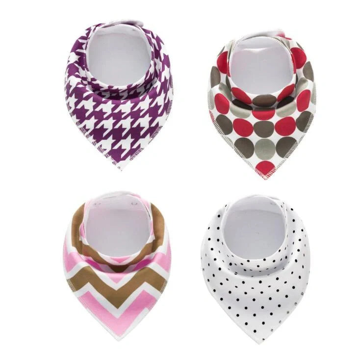 Stylish baby bibs set with arrow, wave, and triangle prints, perfect for keeping your baby clean and fashionable.