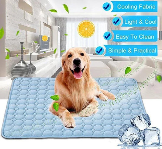 Premium pet cooling pad made with cold silk and breathable mesh to keep your furry friend comfortable in the summer heat