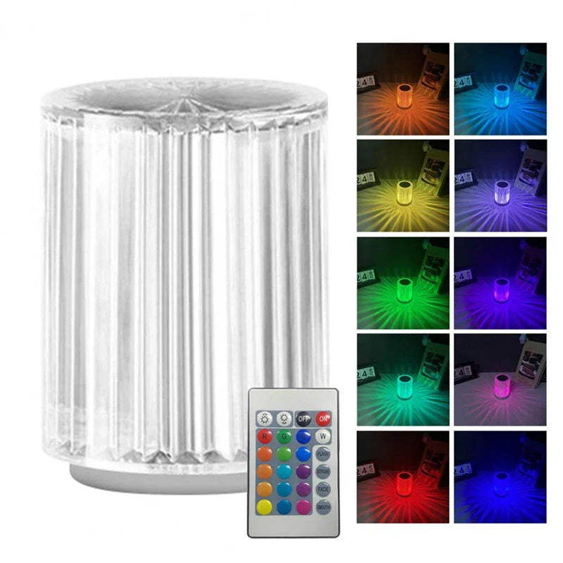 Acrylic LED table lamp with customizable RGB color lighting for home decor and ambiance